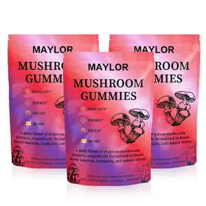 MAYLOR 12 in 1 Super Mushroom Gummies, Mushroom Blend with Lions Mane, Turkey Tail, Organic Reishi, Cordyceps, Immune Support & Energy Boost, Mushroom Supplement for Adults, Non-GMO, 60 Gummies Healthcare Dietary