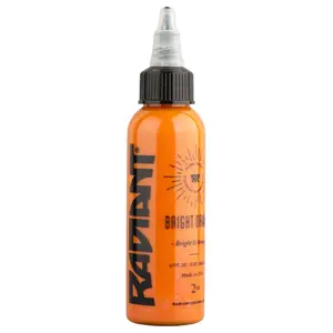 Radiant Colors Bright Orange Tattoo Ink 1oz Bottle for Bold Vibrant Tattooing and Shading on Skin