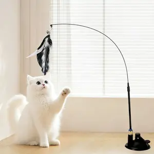 Interactive Cat Toy, Metal Feather Cat Toy, Automatic Cat Wand, Bell Cat Toy, Handheld Interactive Cat Toy, Long Rod Auto Cat Wand