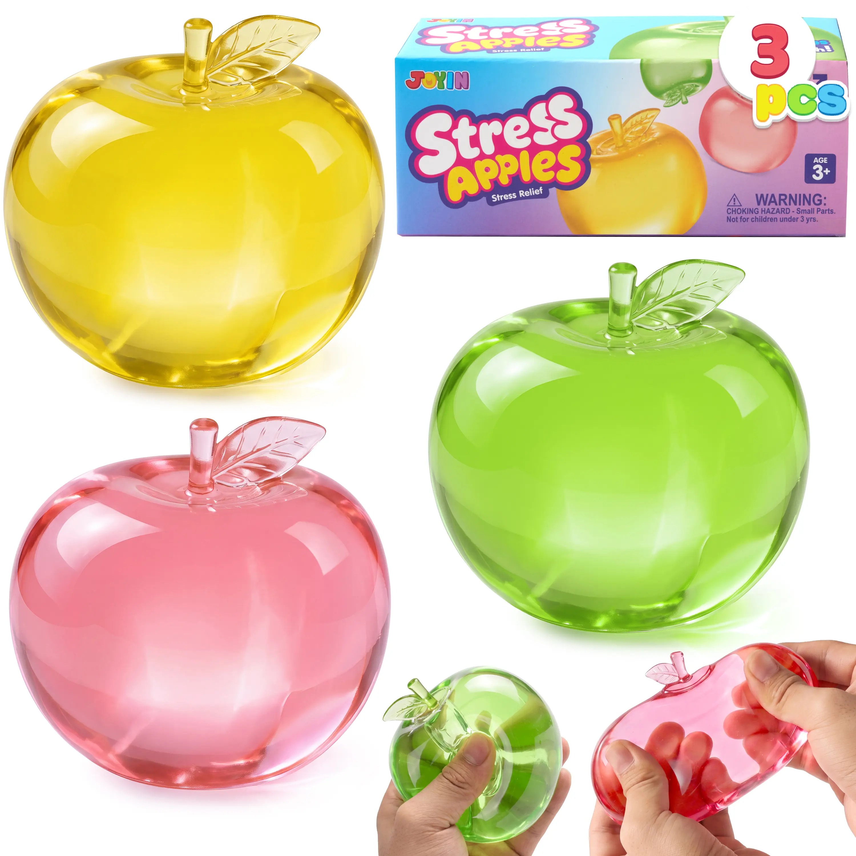JOYIN 3PCS Apple Stress Relief Toys, Malt Sugar Apple Squishy Toys for Adults and Girls Boys, Slow Rising Squishy Fidget Sensory Toy, Soft Squeeze Decompression Dough Gift, Birthday Gifts, Office Desk Decompression Toy, Party Favors