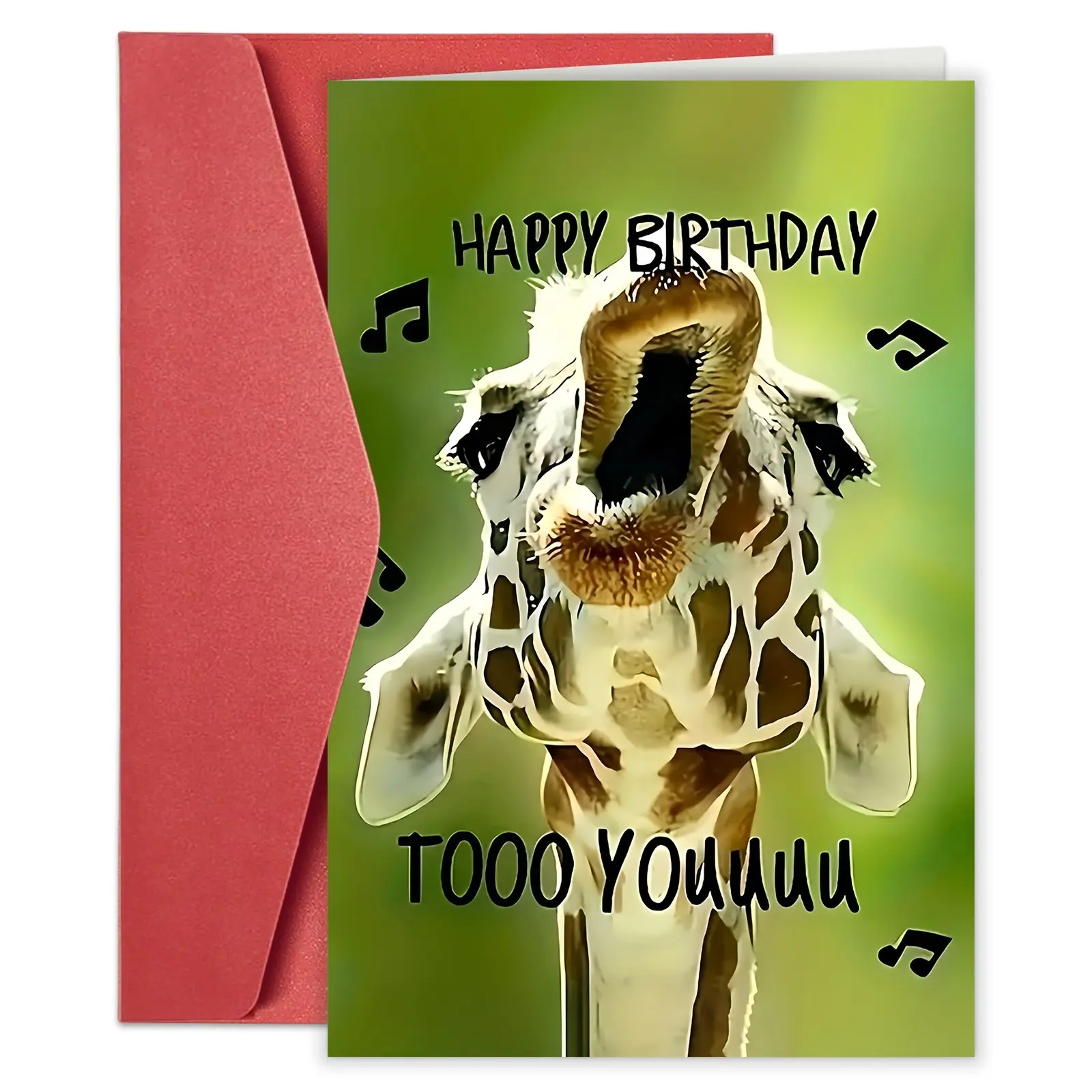 1pc "Giraffe Who Loves to Sing" Fun Birthday Card with Envelope - Suitable for Family, Friends, Men, Women, Thank You Cards, Birthday Decorations, Funny Animal Birthday Cards