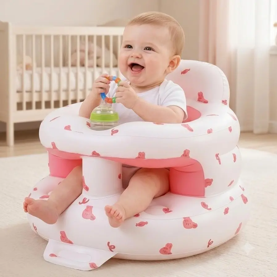 Inflatable Baby Seat 3–36 Months Inflatable Baby Chair with Air Pump – Infant Sitting Chair for Indoor & Outdoor Use, Helps Babies Learn to Sit