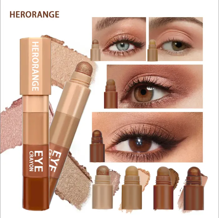 [2-Piece Limited Set]HERORANGE 4-in-1 Bullet EyeshadowStick - Matte & Shimmer Shades InBrown, Golden, AndMixed Colors Multi-Use For Eyeliner & Highlighter,Portable Travel SizeCool-toned Eyeshadow Teen GirlsTrendy Stuff Maquillaje Para Mujer Makeup!