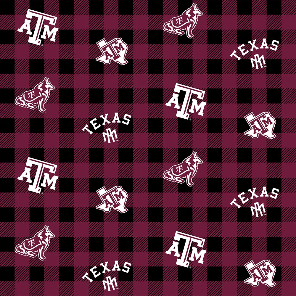 Fabric Sykel Enterprises Texas A&M University Buffalo Plaid by the Quarter Yard TAM1207