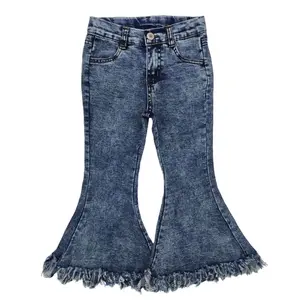 toddler girl  bell bottom jeans blue tassel denim pant winter pant adjustable waist party wear