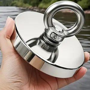 Heavy-Duty Stainless Steel Magnetic Hook with Hole, Nd Magnet Rare Earth Material, Ideal for Fishing & Garage Use, Durable Corrosion-Resistant Design