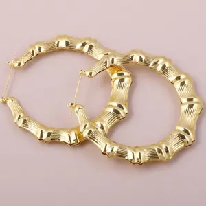 W & J 9 Pairs Bamboo Earrings for Women Large Different Shape Bamboo Hoop Earrings Set Chunky Silver Big Hoop Earring Hip-Pop Style Fashion Custom Jewelry Party Accessory Daily