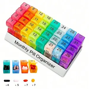 Monthly Pill Organizer 2 Times a Day, 30/31 Days Am Pm Pill Case, Compact Design Holds Vitamins & Supplements, Ideal Daily Medication Storage, Healthcare