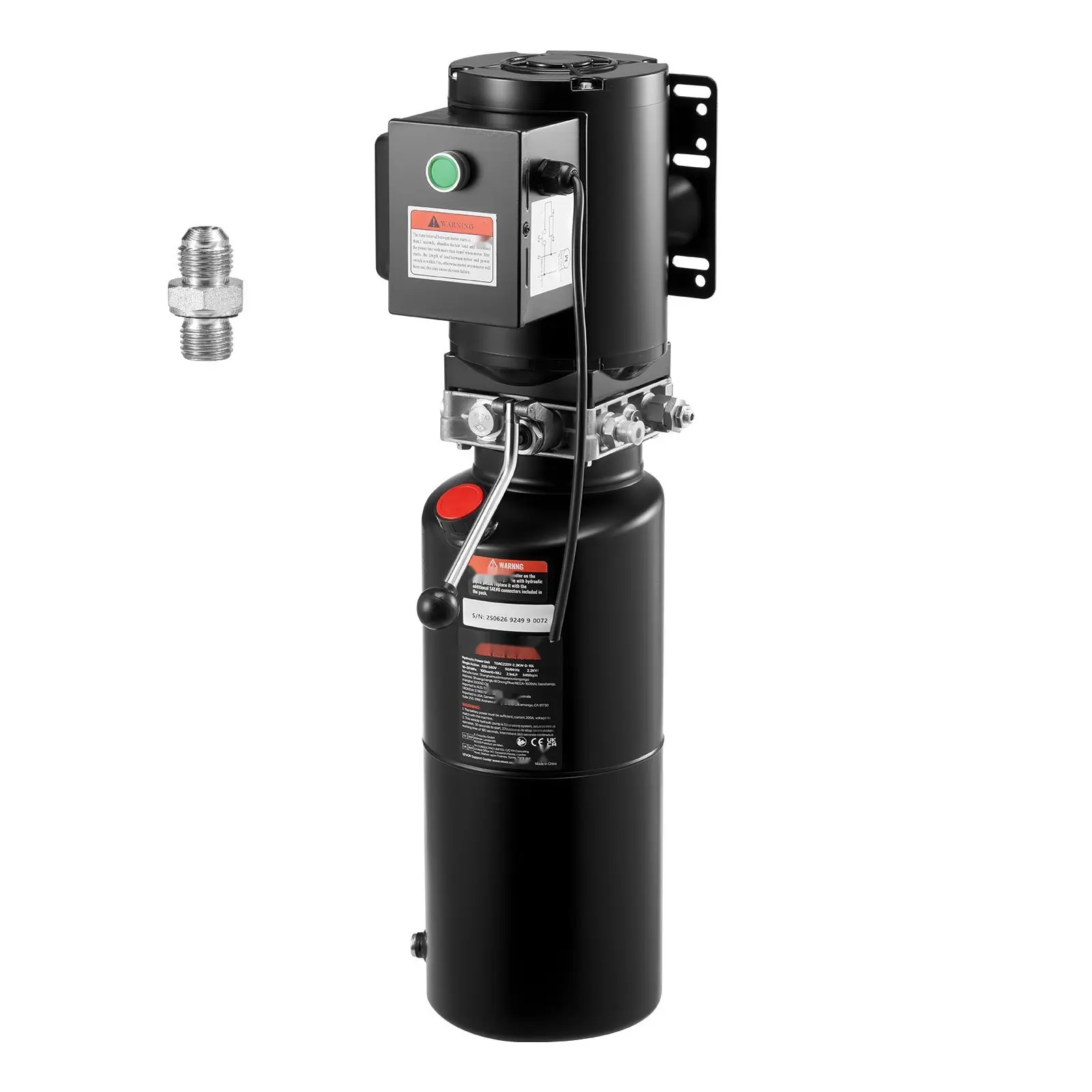 Hydraulic Pump Power Unit 220V AC, 10 Quart Capacity, Single Acting Hydraulic System Assembly For Industrial Use, Compact Durable Power Pack With Integrated Pressure Control, Installation Ready