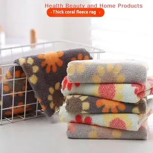 4Pcs Soft Absorbent Dishcloth Coral Fleece Sunflower Wiping Towel Rags Household Kitchen Cleaning Cloths Cleaning Cloth 30X30CM