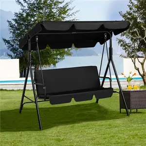 Costoffs 3-Seat Outdoor Porch Swing Glider - Durable Swing Set, Outdoor Living Furniture, Patio Furniture with Adjustable Canopy, Heavy-Duty Deep Seat for Patio, Garden