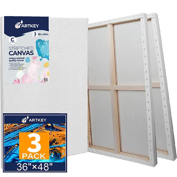 Large Canvases for Painting 36x48 Inch 3-Pack, 12.3 oz Triple Primed Acid-Free 100% Cotton Stretched Canvas, Blank Large Canvas for Oil Paint Acrylics Pouring & Wet Art Media