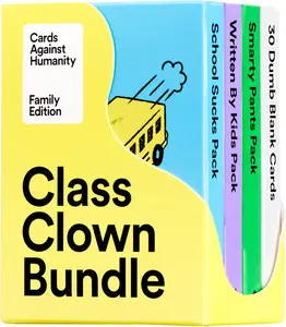 Cards Against Humanity Family Edition: Class Clown Bundle • 3 Themed Packs + 30 Blank Cards for Your Dumb Inside Jokes