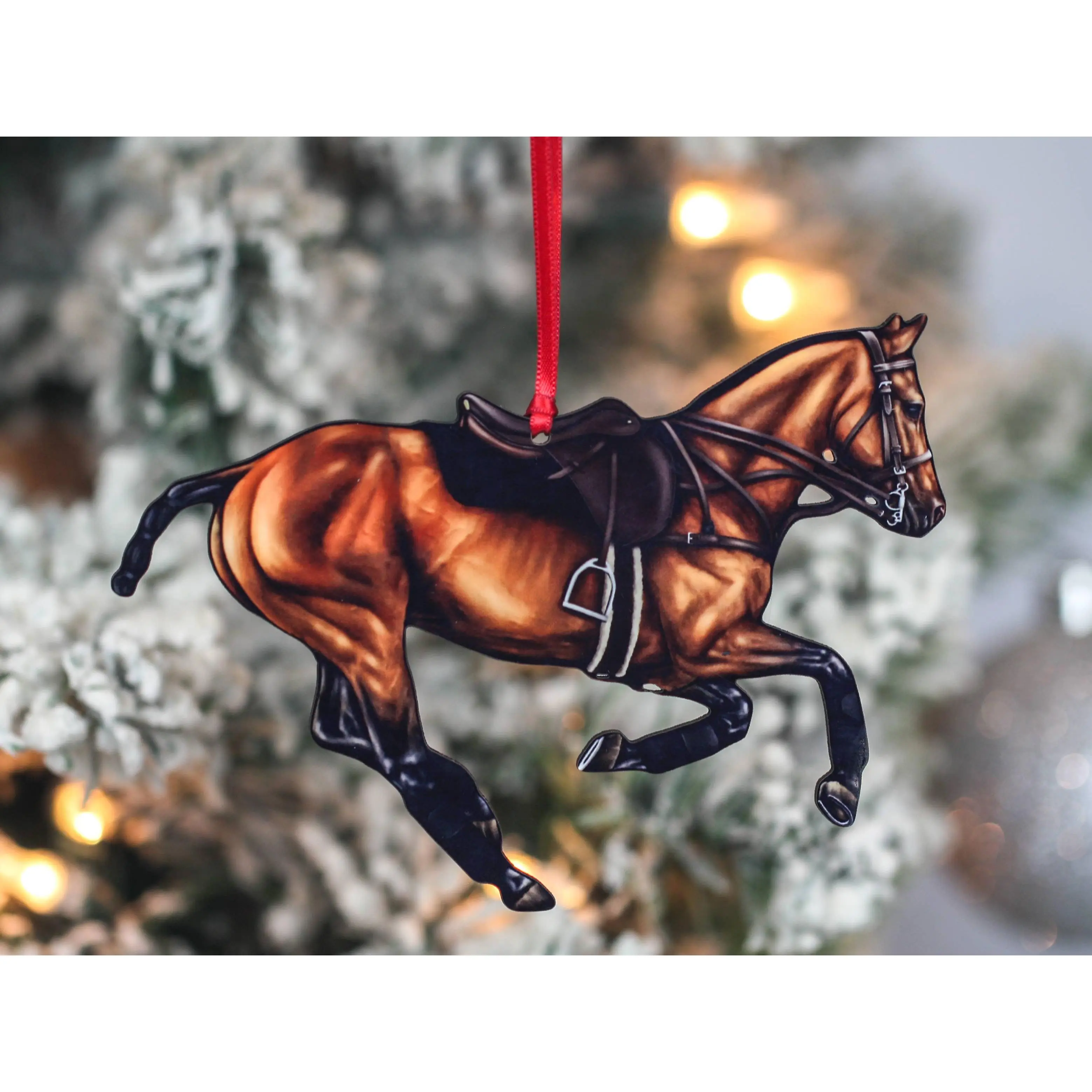 Bay Polo Pony Christmas Ornament - Handcrafted Equestrian Decor for the Holidays