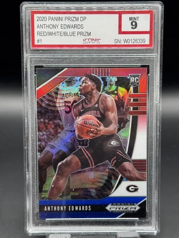 2020 Panini Prizm DP NBA Basketball Card ROOKIE Anthony Edwards Red White Blue #1 Graded Mint 9