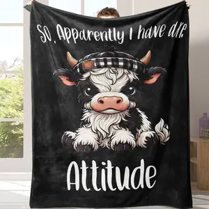 Countdown Sale! Cartoon Cow Pattern Soft Fleece Blanket, Warm Nap Blanket For Home Office Travel Camping, Valentine'S Day, Gift For Her A warm nap blanket cozy flannel blanket Suitable for giving as gifts to friends, parents and children