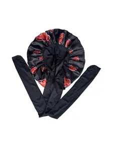 Premium Non-Slip Satin Hair Bonnet Double Layer Satin Soft Band with Silky Smooth Surface & Adjustable Sateen Tie Band for Secure Fit Unisex Wigcap Haircare - Elastic