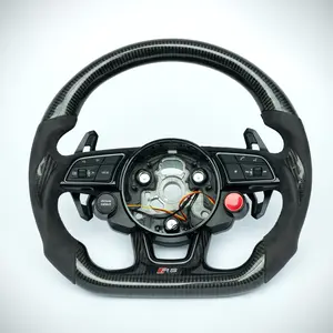 Audi carbon fiber flat bottom steering wheel with suede grip