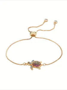 Fashionable Colorful Zircon Turtle Adjustable Bracelet for Women, Simple and Unique Daily Party Vacation All-Season Accessory Jewelry bracelet design