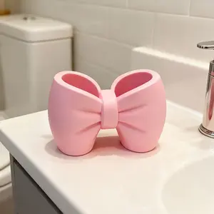 Bow Toothbrush Holder, Plastic Material, Soft Matte, Ideal Bedroom Bathroom Decor, Fresh Sweet, Practical and Beautiful, Toothbrush Storage Holder