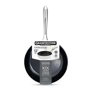 Granitestone Charleston Hammered White 12'' Nonstick Fry Pan