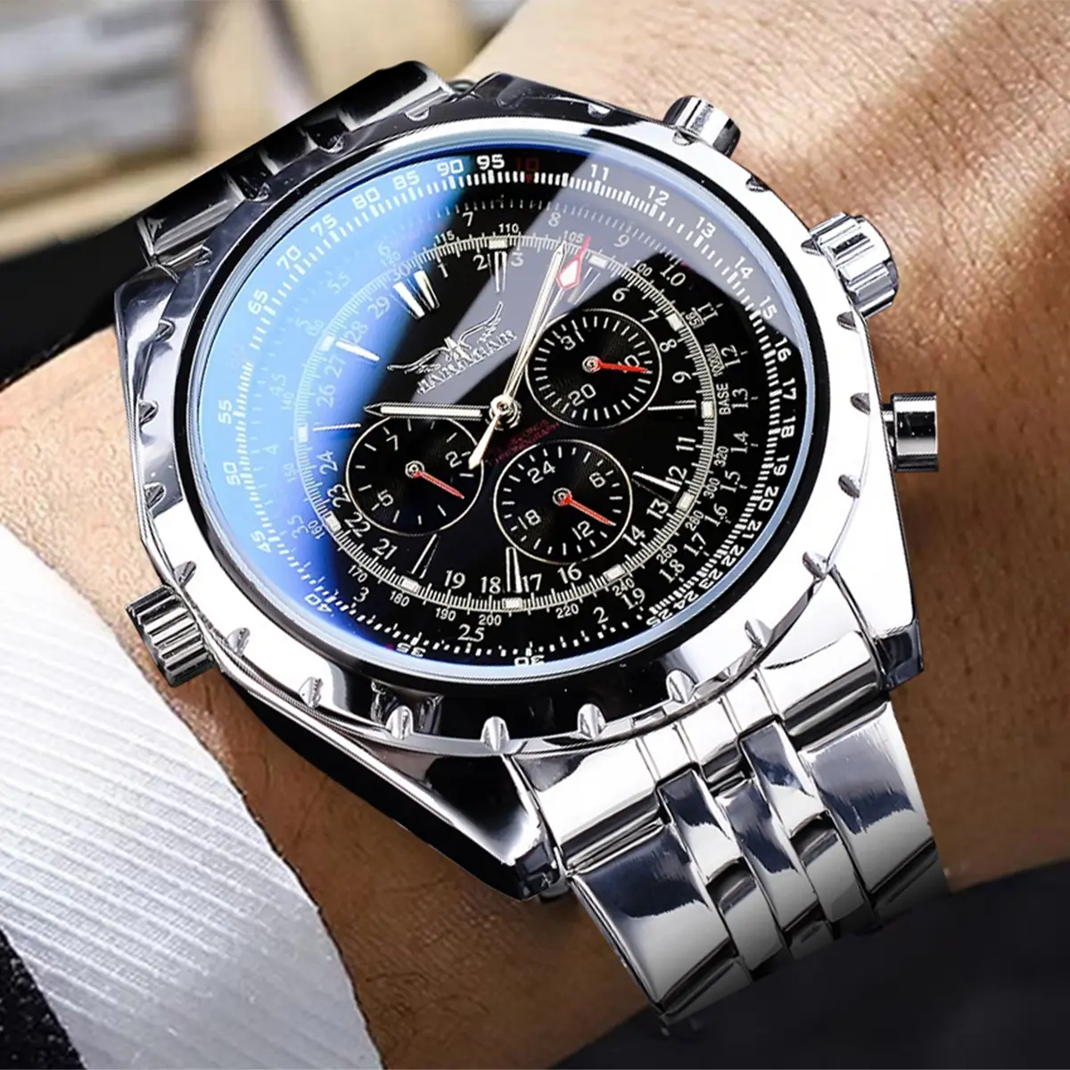 1pc Men's Luxury Automatic Tourbillon Mechanical Watch - Business Fashion, Classic Analog, Modern Fashionable Stainless Steel Wristwatch, Fashion Men's Accessory, Perfect Battery-Free Gift Choice, Business Fashion Watch sohochic