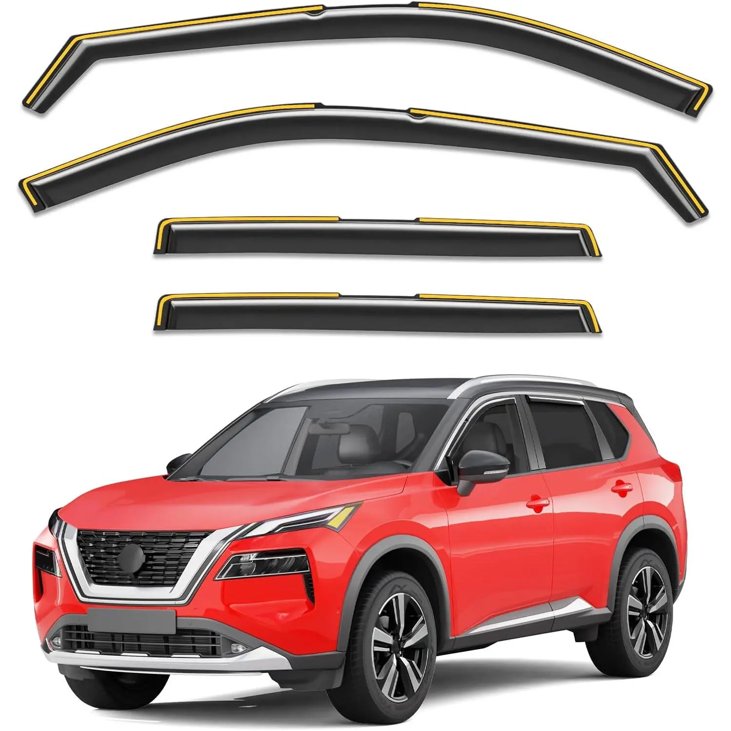 4 Pcs In-Channel Window Rain Guards, Extra Durable Vent Visors, Car Exterior Side Window Deflectors Fit for Nissan Rogue 2021-2026, 4 Pcs Window Rain Guards