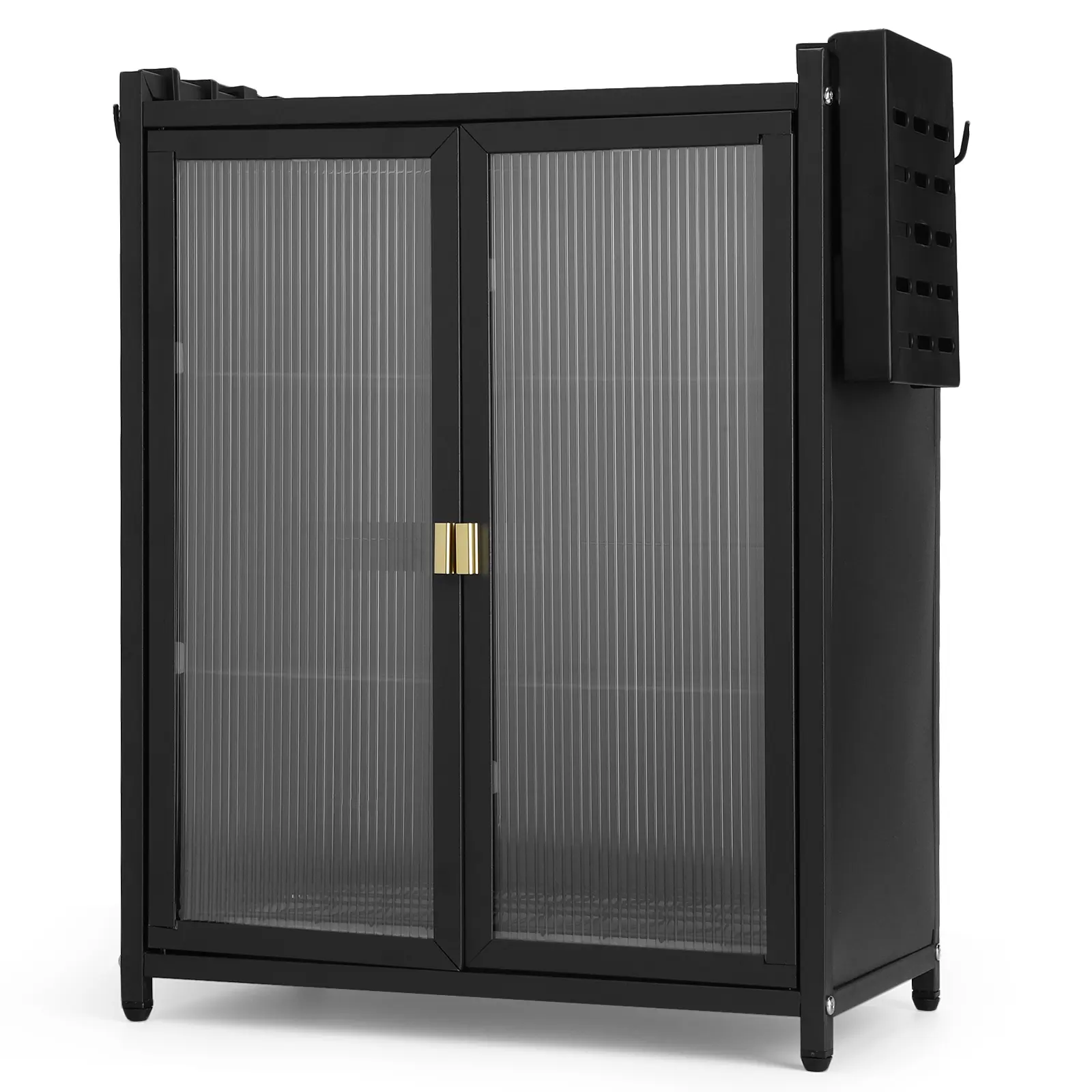 3-Tier Kitchen Countertop Cabinet Dustproof Kitchen Storage Cabinet with Double Door Kitchen Organizer with Chopstick Baskets
