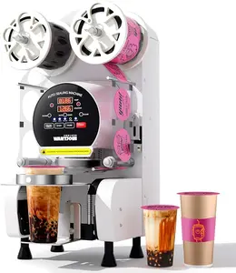 WantJoin Cup Sealing Machine Full Automatic Cup Sealer Machine 89/90/95MM 3.50/3.54/3.74IN Electric White Cup Sealing Machine 500-600 Cups/H(White)