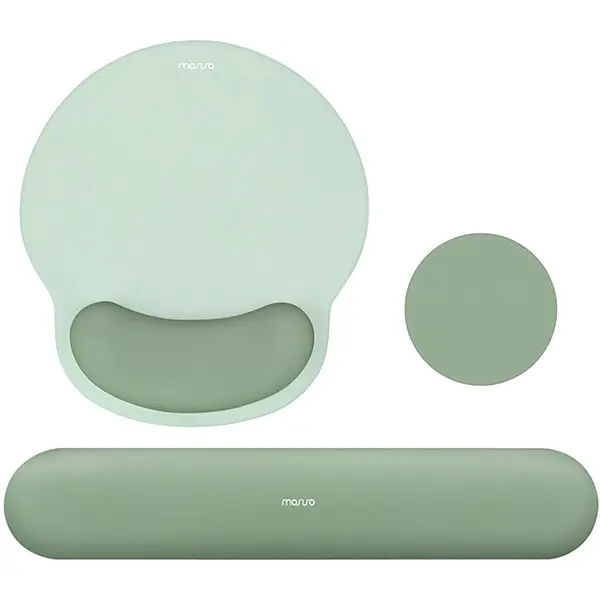 MOSISO Wrist Rest Support for Mouse Pad&Keyboard Set, Antique Green | Circle Curved Ergonomic Mousepad Non-Slip Base Home/Office Pain Relief&Easy Typing Pad with Soft Cloth&Silicone Lining