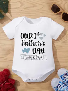 Personalized "Our 1st Father's Day" Cotton Baby Onesie Bodysuit