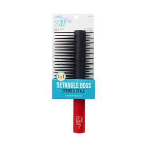 Kiss Colors & Care Detangle Boss Glide & Define 2-in-1 Brush | Detangling Brush, Curl Brush