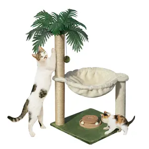 Fantasreen Cat Scratching Post 30'' Small Cat Tree Tower with Cat Hammock, with Cat Toy Wooden Interactive, Cat Condo for Kitten and Adults Cat Pet Supplies