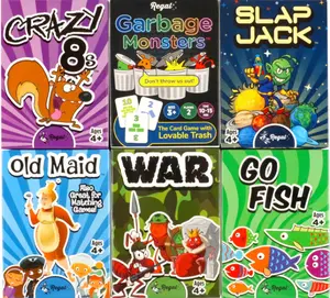 Regal Games Card Games for Kids - Go Fish, Crazy 8's, Old Maid, Slap Jack, Garbage Monster, War - Simple & Fun Classic Family Table Games - Games May Vary (6 Set)