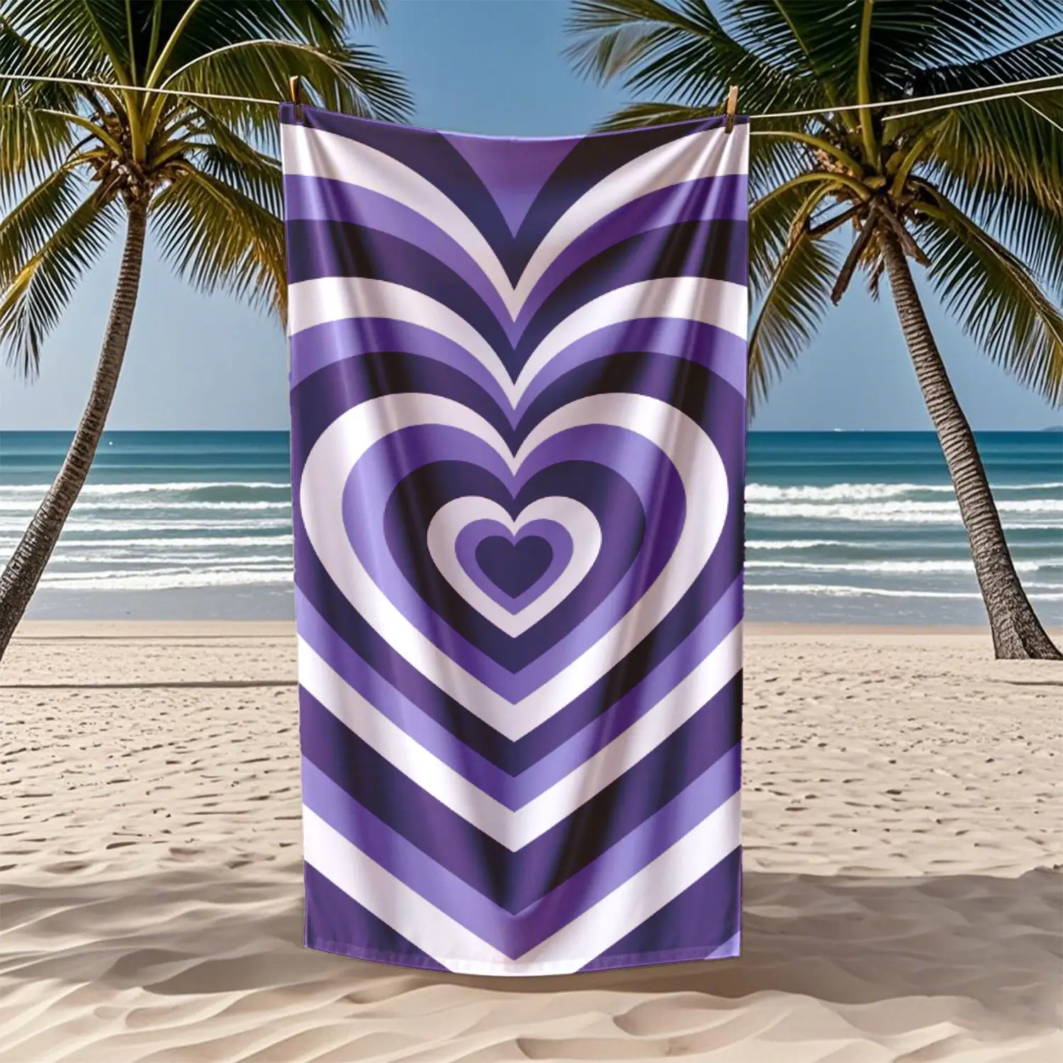Heart-Shaped Microfiber Beach Towel, Soft Lightweight Quick-Dry Towel with Fun Prints, Perfect for Swimming Pool Travel Outdoor Use, Microfiber Towels, Design Beach Towel