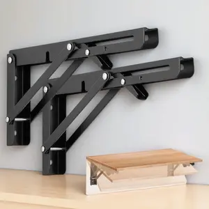 Adjustable Wall Mounted Shelf Bracket, Rustproof Foldable Metal Shelf Bracket, Space Saving Design Shelf Bracket, Home Storage Accessories