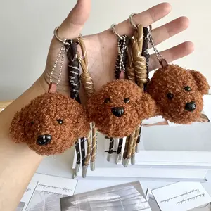 Cute Plush Teddy Dog Bag Pendant With Braided Rope DIY Puppy Keychain Toy Decoration Fashion Bag Charm Pendant For Women Bag Accessory Purse Charm Decoration Gift