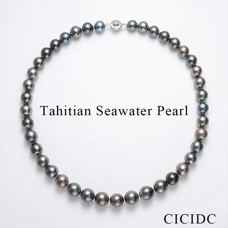 Natural Black Tahitian Seawater Pearl Necklace Luxury collectible For Anniversary