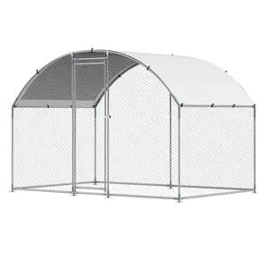 Metal Chicken Coop 9.8x6.5x6.5ft Walk-in Chicken Run with Cover Doom Roof
