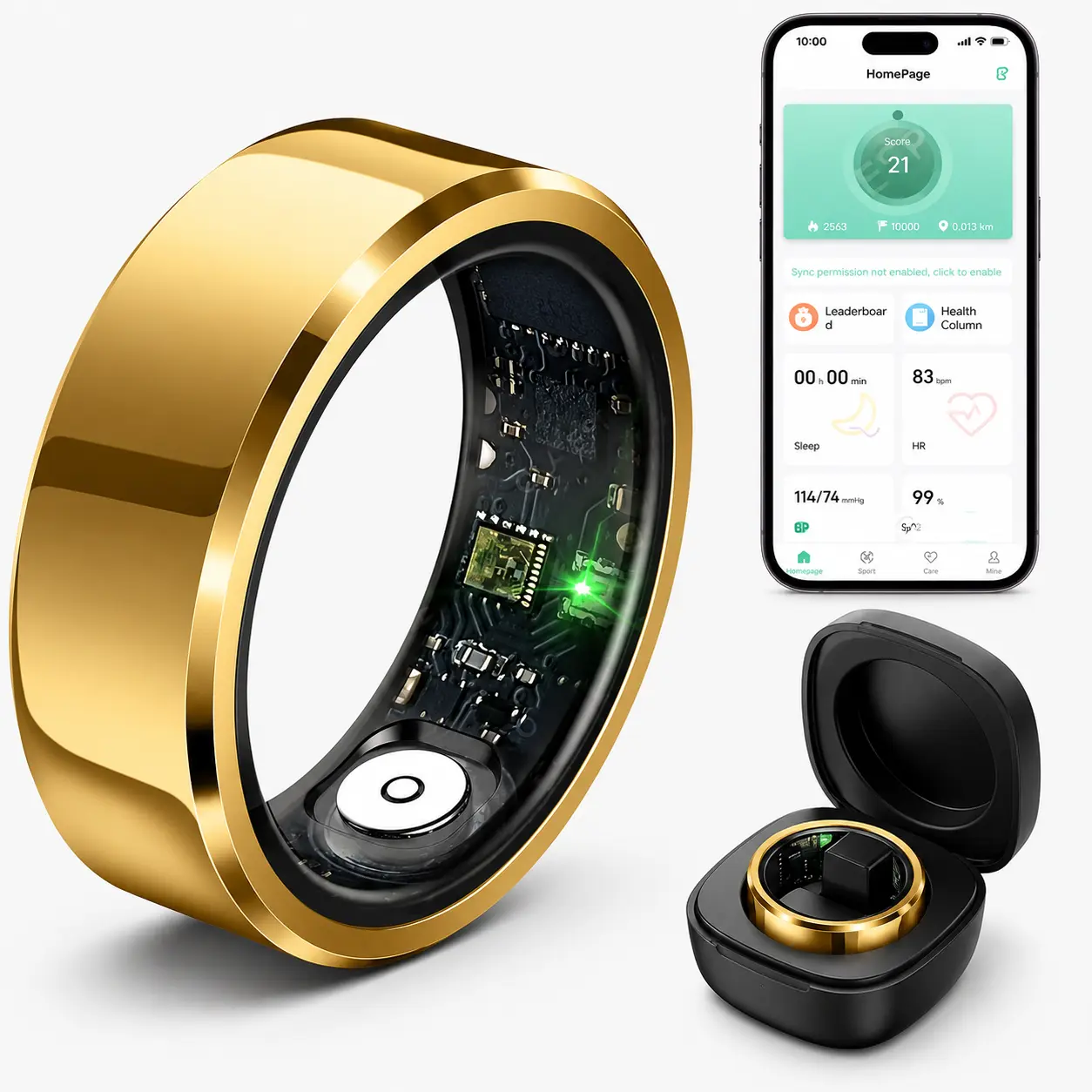 Smart Fitness Ring for Men & Women – Fitness Tracker Ring, IP68 Waterproof Activity Tracker & Activity Monitor with Blood Pressure, Heart Rate, Sleep Monitoring, 5ATM, Multi-Sport Mode