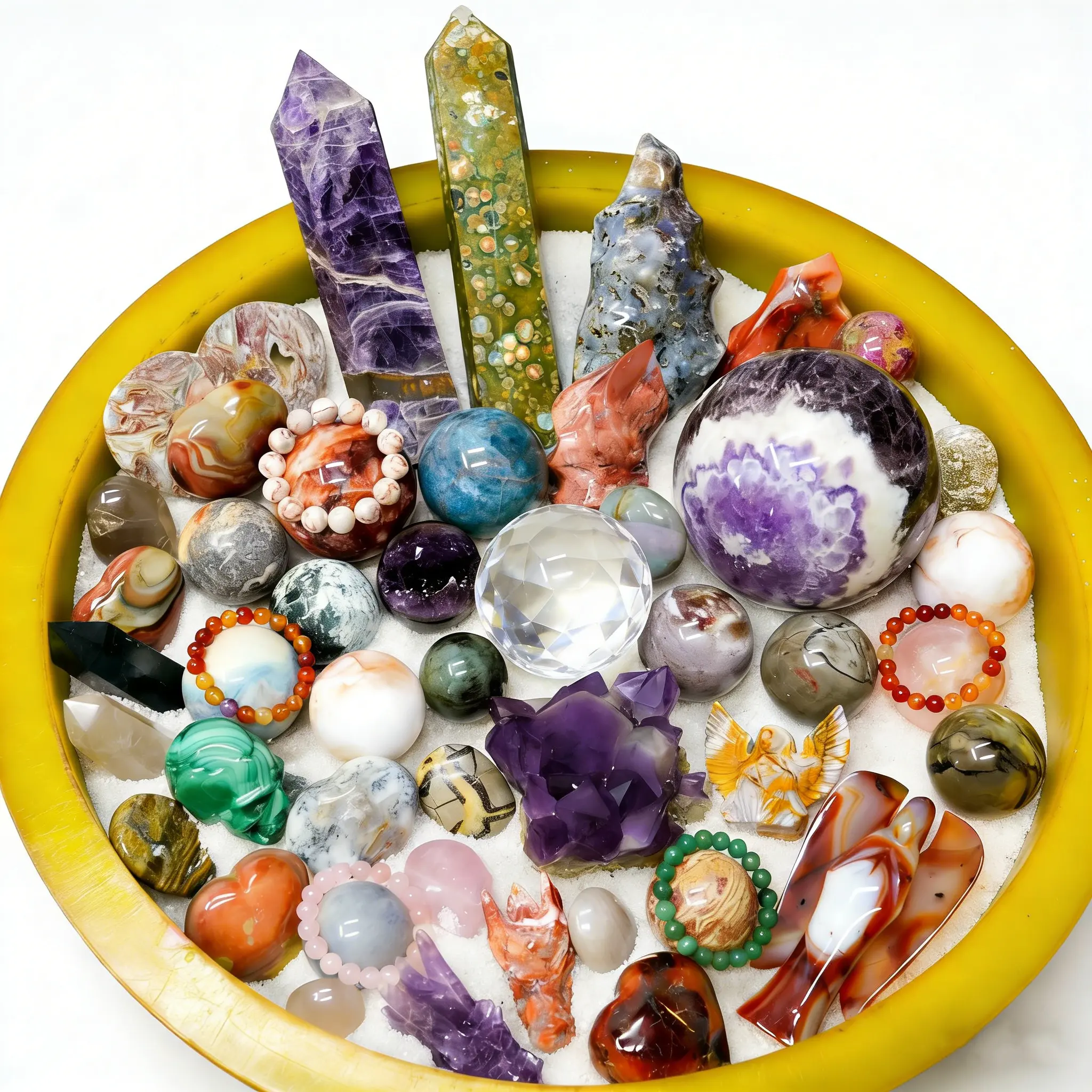 PC001-Amazing Scoope Collection Crystal Tower Sphere Palm Stone Tumbled Stone Ornament Flame Bracelet Assorted Gemstones