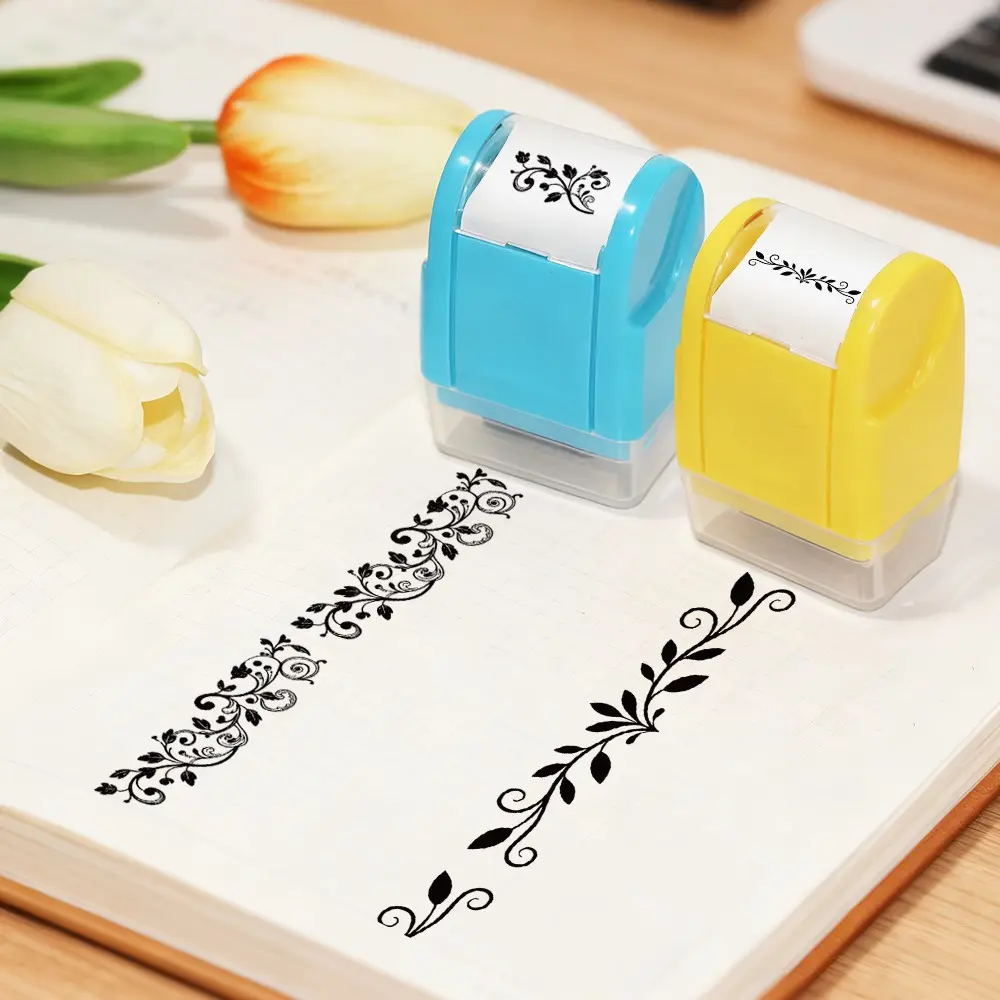Vintage Pattern Roller Stamp, Vine Decoration, Diary Ornament, Creative Stationery, Essential Lazy Decorative Seal, Easy Border Frame, Artistic Flair, Floral Pattern, Custom Stamp, Custom Book Stamp