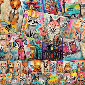 Chunri Manor Theme Writable DIY Ephemera Set, 56pcs(12papers+44stickers) Cartoon Journal Supplies, DIY Decorations for Scrapbooking, Gift Wrapping, Crafts, Sticker Packs