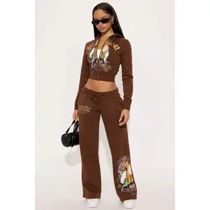 Ed Hardy Tiger Peak Wide Leg Pant - Brown B