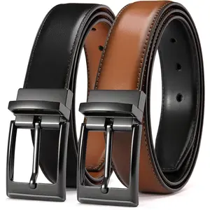 Reversible Belt Men 1 Piece - 1.25" Leather Dress Belt - Trim to Fit for Elegant Style