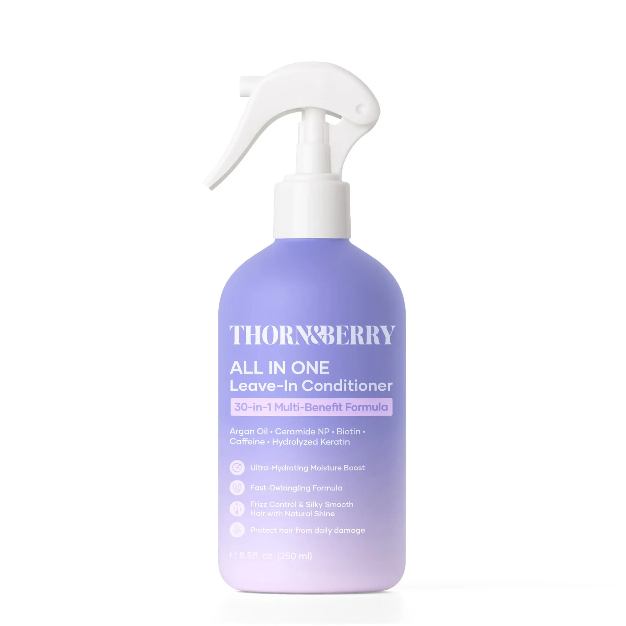 Ultra-Lightweight Biotin Leave In Conditioner For Fine Hair | Rosemary Mint Hair Detangler Spray For Women With Curly Dry Damaged Strands | Water-Based Caffeine Hydration Spray For Hair Growth & Frizz
