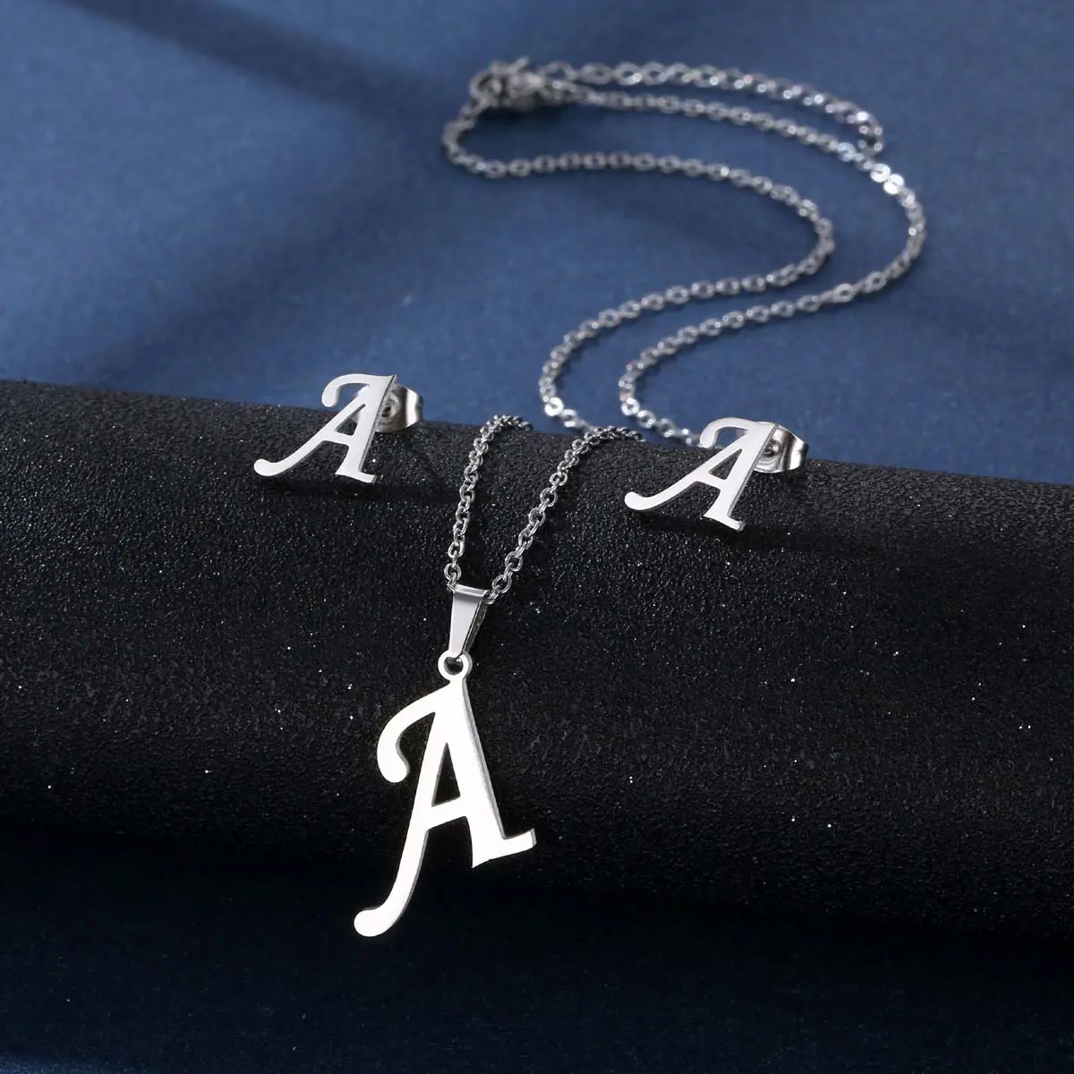 [Limited-Time Event] Women's 26-Letter Artificial Gemstone Jewelry Set - Exquisite Personality-Infused Clavicle Chain, Smooth Non-Tarnish Earrings, Simple Fashionable Premium Accessories, Jewelry for Women, Non Tarnish Jewelry
