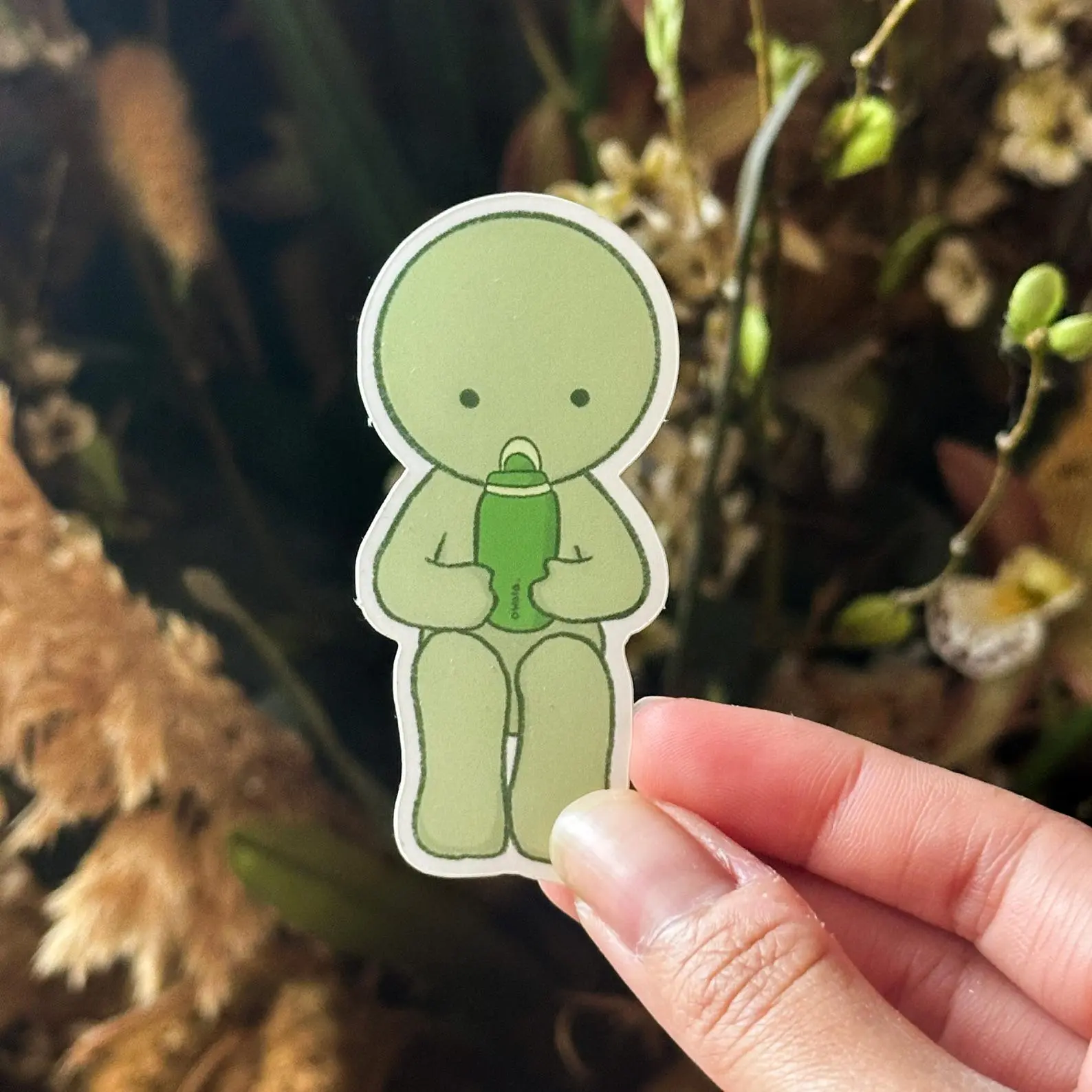 Smiski-Style Owala Sticker – Cute Vinyl Weatherproof Sticker for Journaling, Scrapbook, Planner, Laptop, Water Bottle
