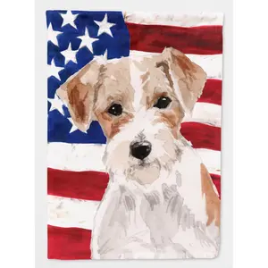 212 MAIN Wire Hair Jack Russell Patriotic Canvas House Flag, Fade Resistant, Boating & Outdoor Sports Accessory