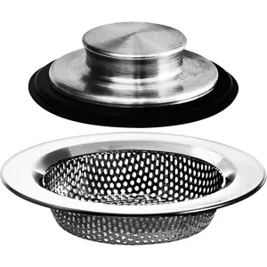 Kitchen Sink Drain Strainer & Anti-clogging Stopper, Universal Sink Stopper, Stainless Steel Sink Strainer, Kitchen Sink Accessories, Bathroom Supplies, Bathroom Essentials Accessories